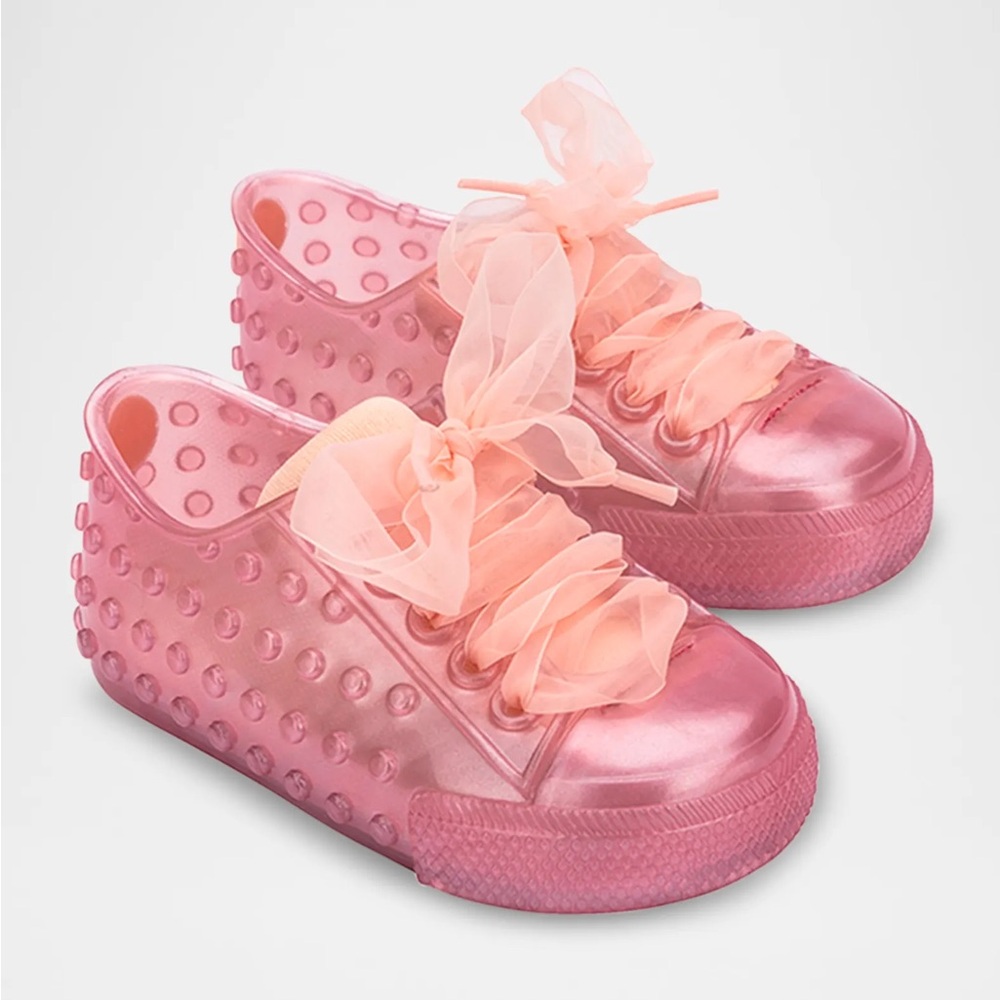 Mini Melissa Pink Sneakers with Ribbon Laces